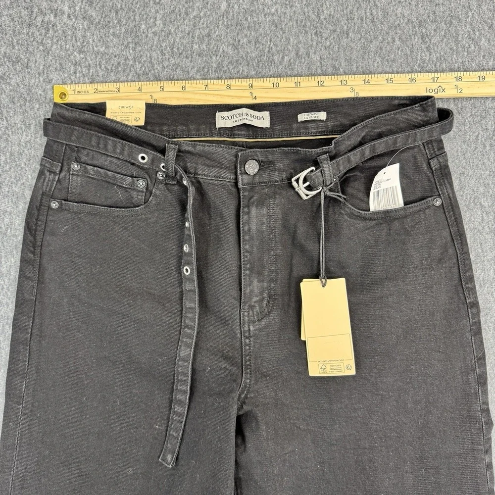 Scotch & Soda Wide Leg Jeans Black Belted Garment Dyed Womens 31 - Picture 5 of 13